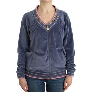 Cavalli Blue velvet zipup Women's sweater